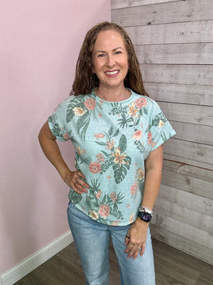 "Looking For More" Mint Floral Top