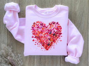 PRE-ORDER "Hearts" Pink/Red Hearts Graphic Sweatshirt