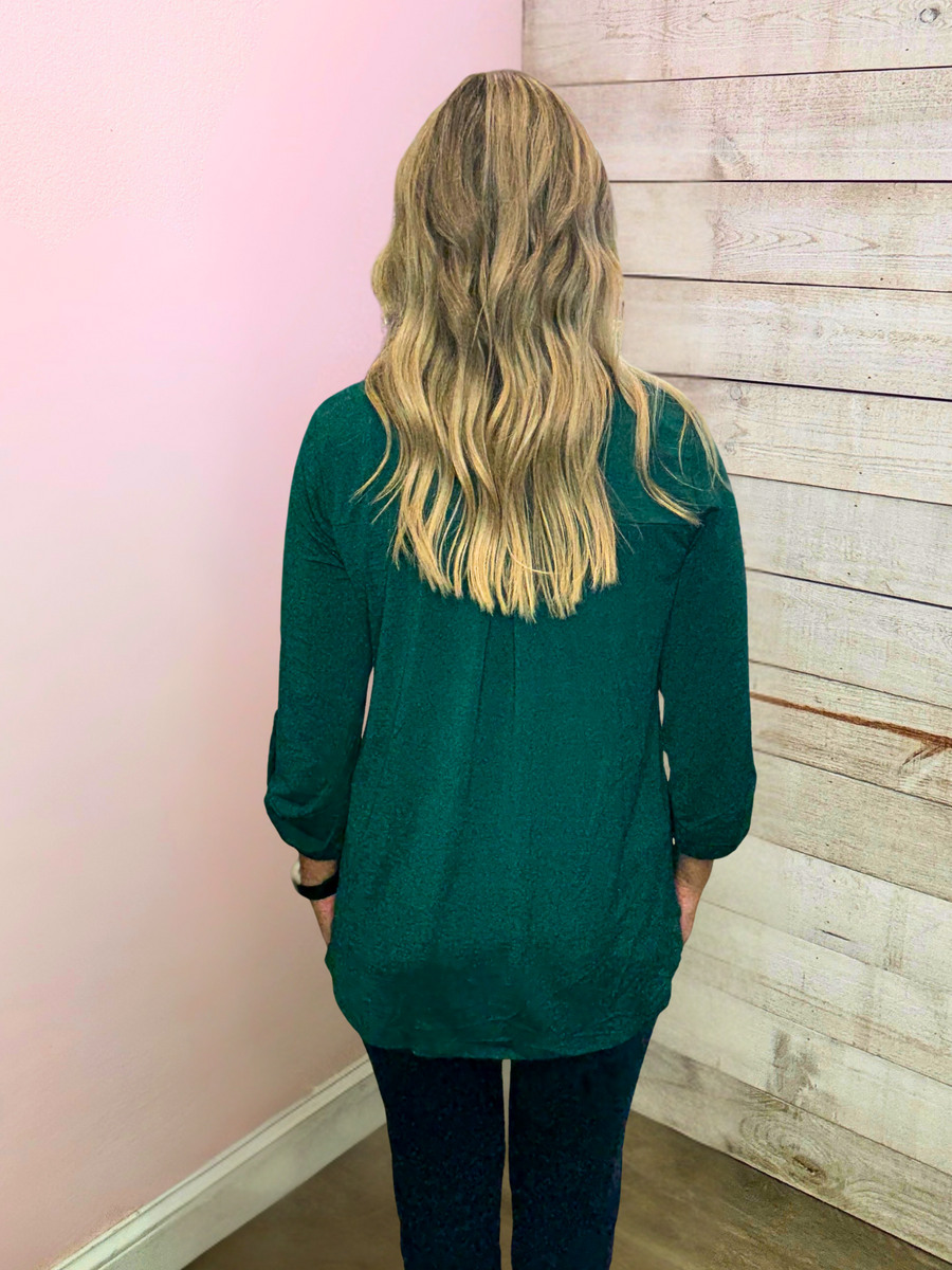 "Autumn Stroll" Solid Jewel Green Lizzy Top