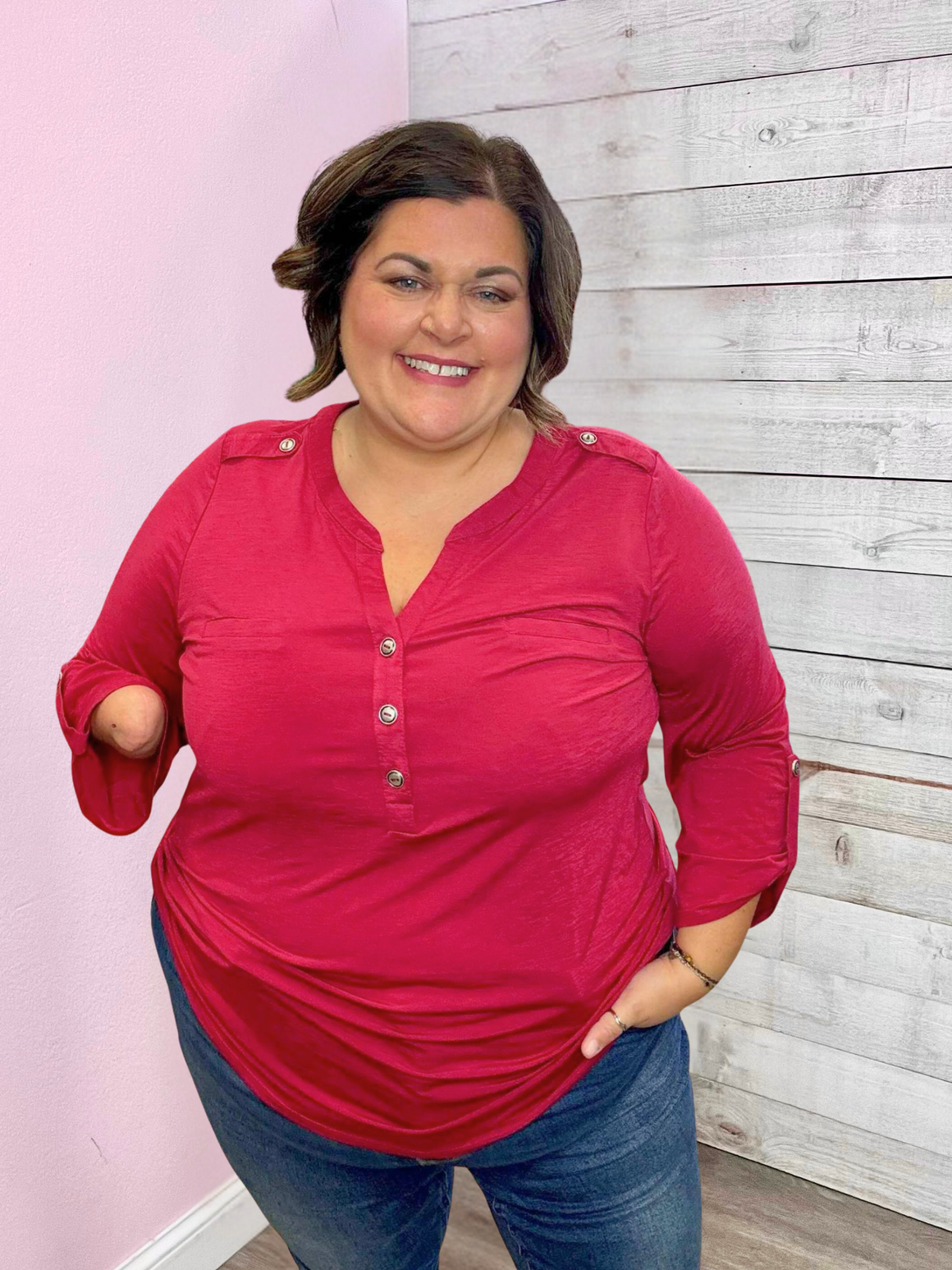 "Harvest Hues" Solid Red Luxe Lizzy Top