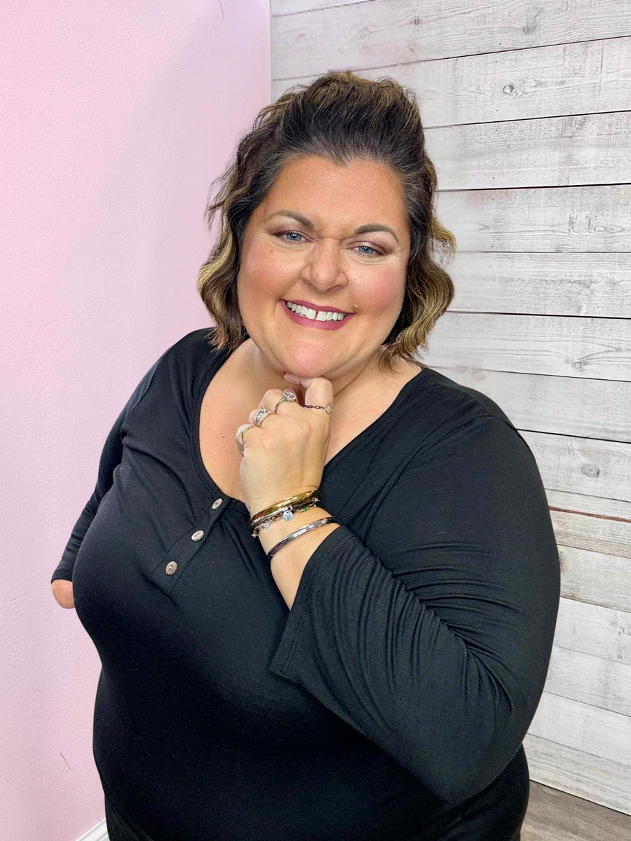 "Easy To Style" Black Button Detail Top