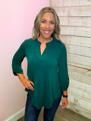 "Autumn Stroll" Solid Jewel Green Lizzy Top
