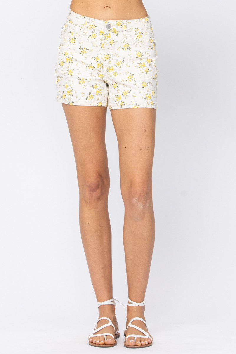 Judy Blue Flower Print Shorts- 150090 *FINAL SALE*