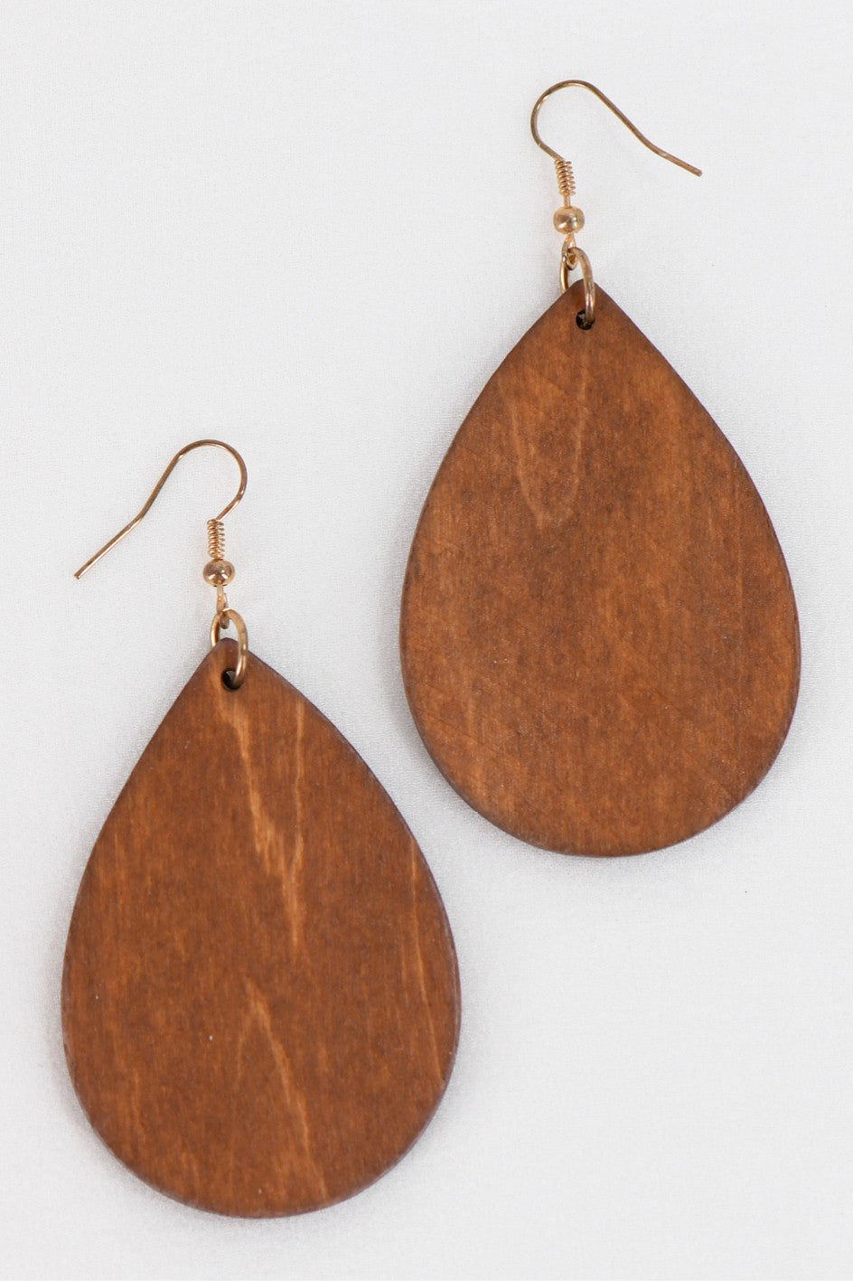 Solid Wood Teardrop Earrings