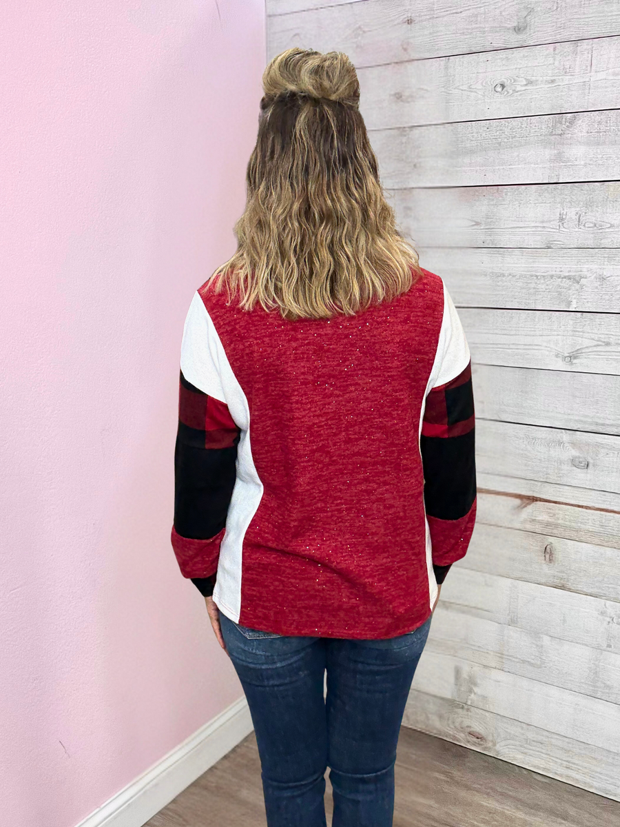 "Season Essential" Plaid Sparkle Top