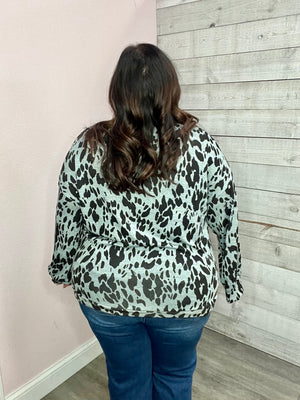 "Competitive Edge" Animal Print Half Zip Top