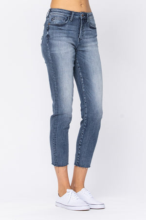 Judy Blue Hi-Rise Raw Hem Relaxed Fit- 88191