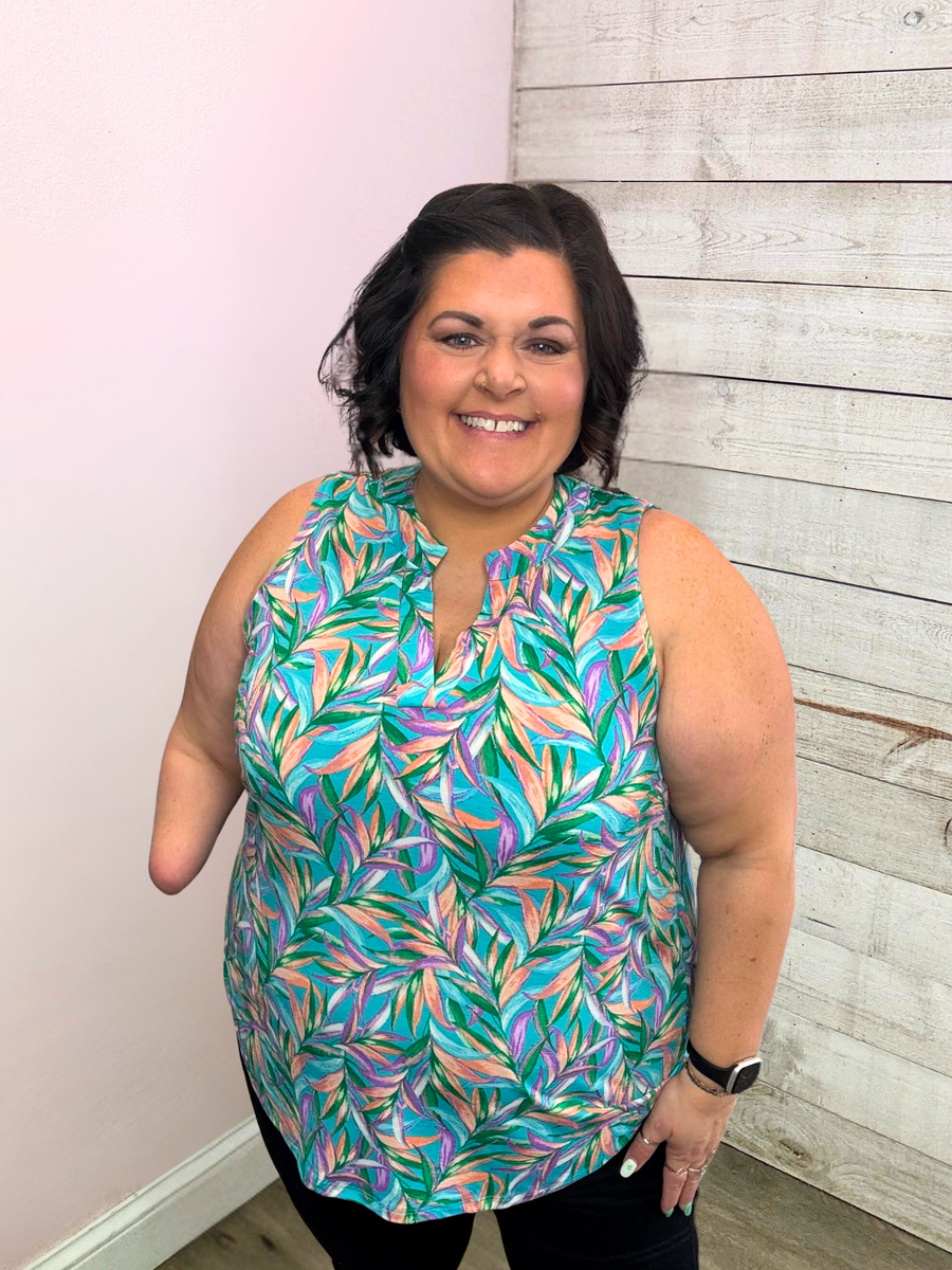 "Vacay Bound" Teal/Purple Lizzy Tank Top