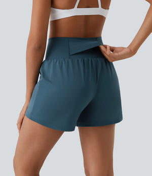 "Lake Days" Yoga Shorts- Teal Blue