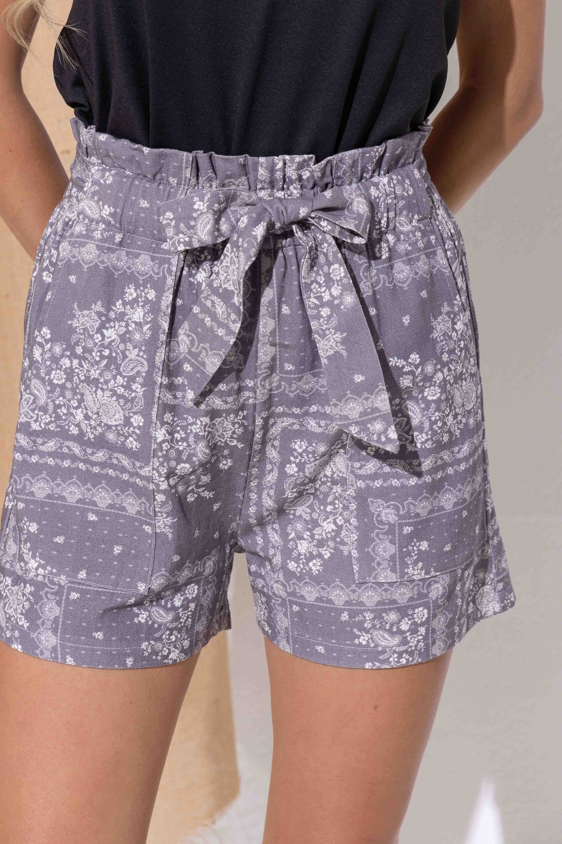 "Fun In The Sun" Boho Print Linen Shorts