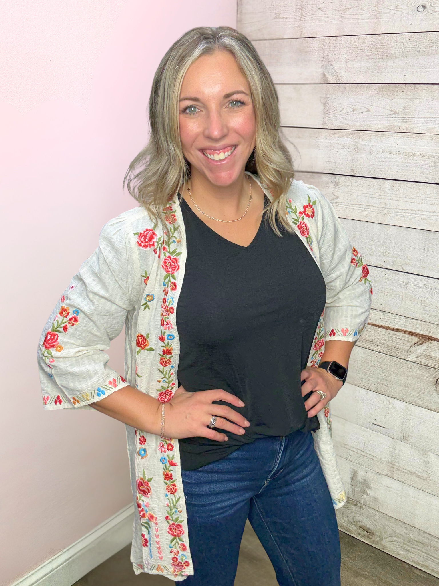 "Easy Like This" Embroidered Kimono