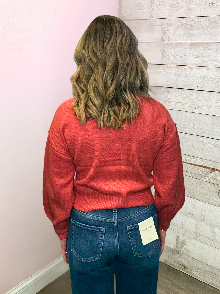 "Daily Comfort" Orange Cable Knit Sweater