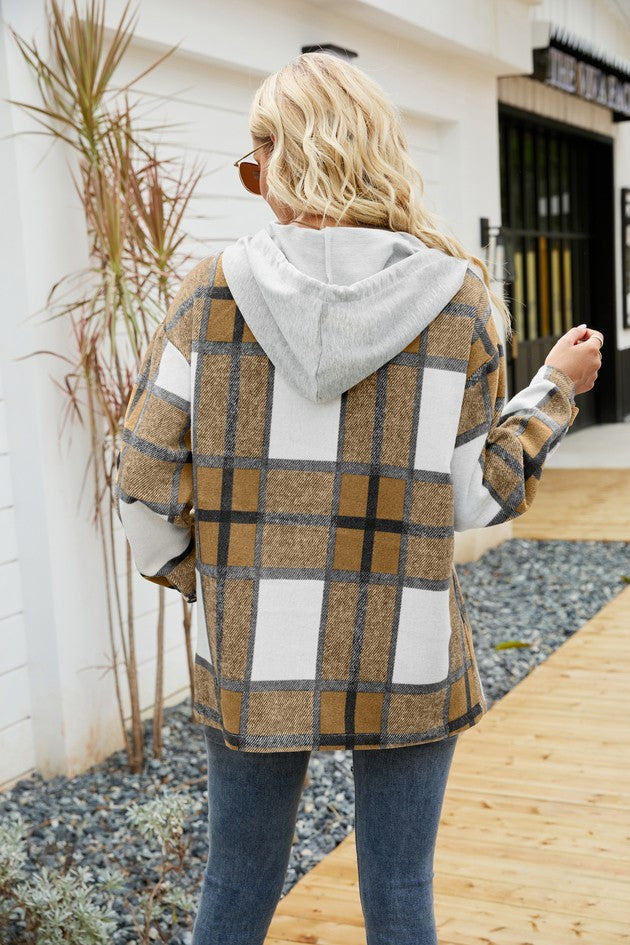 "Wonderful Times" Plaid Shacket w/Hood