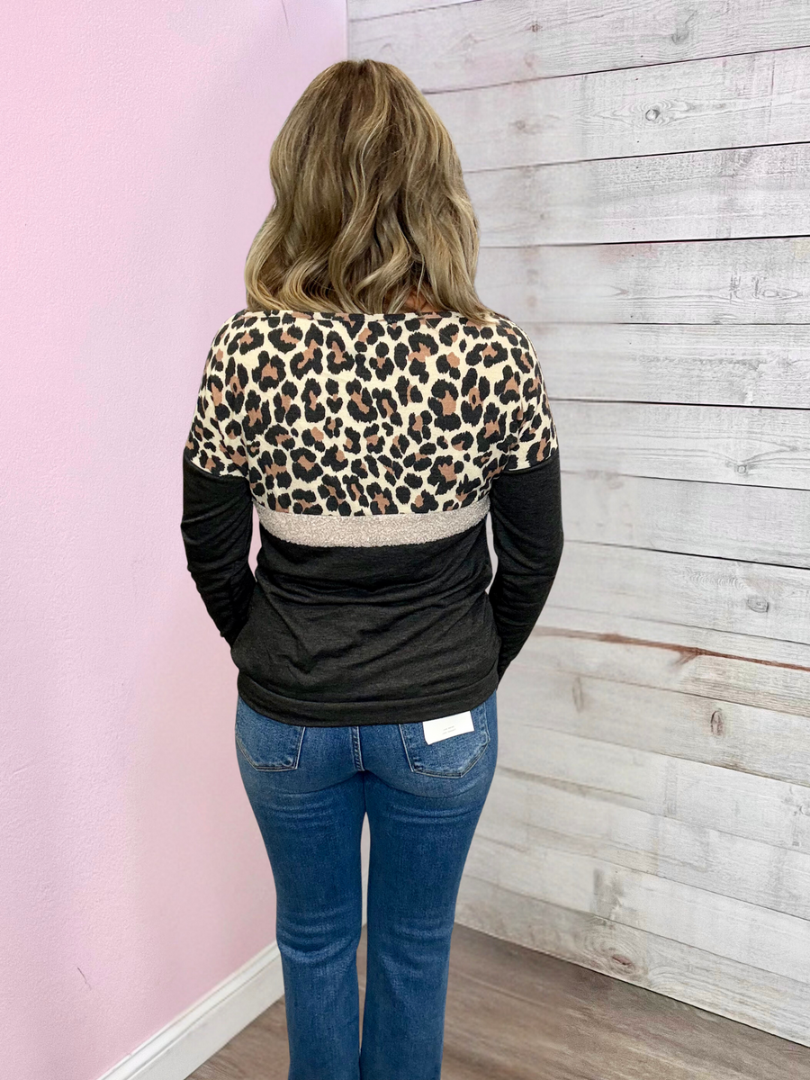 "Bet On Me" Leopard Colorblock Sweater