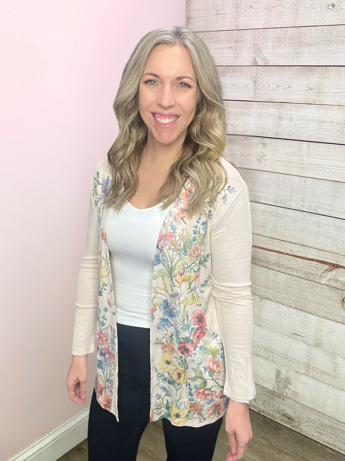 "Desert Flower" Lightweight Floral Cardigan