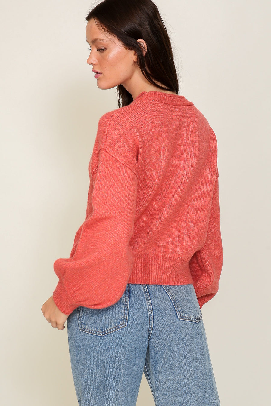 "Daily Comfort" Orange Cable Knit Sweater