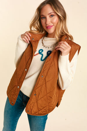 "Daily Must Have" Quilted Vest- Camel