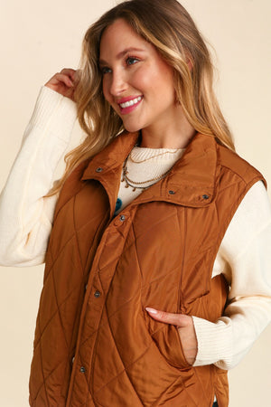 "Daily Must Have" Quilted Vest- Camel