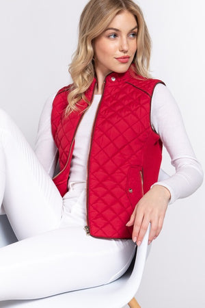 "Casual Fun" Quilted Vest- Red