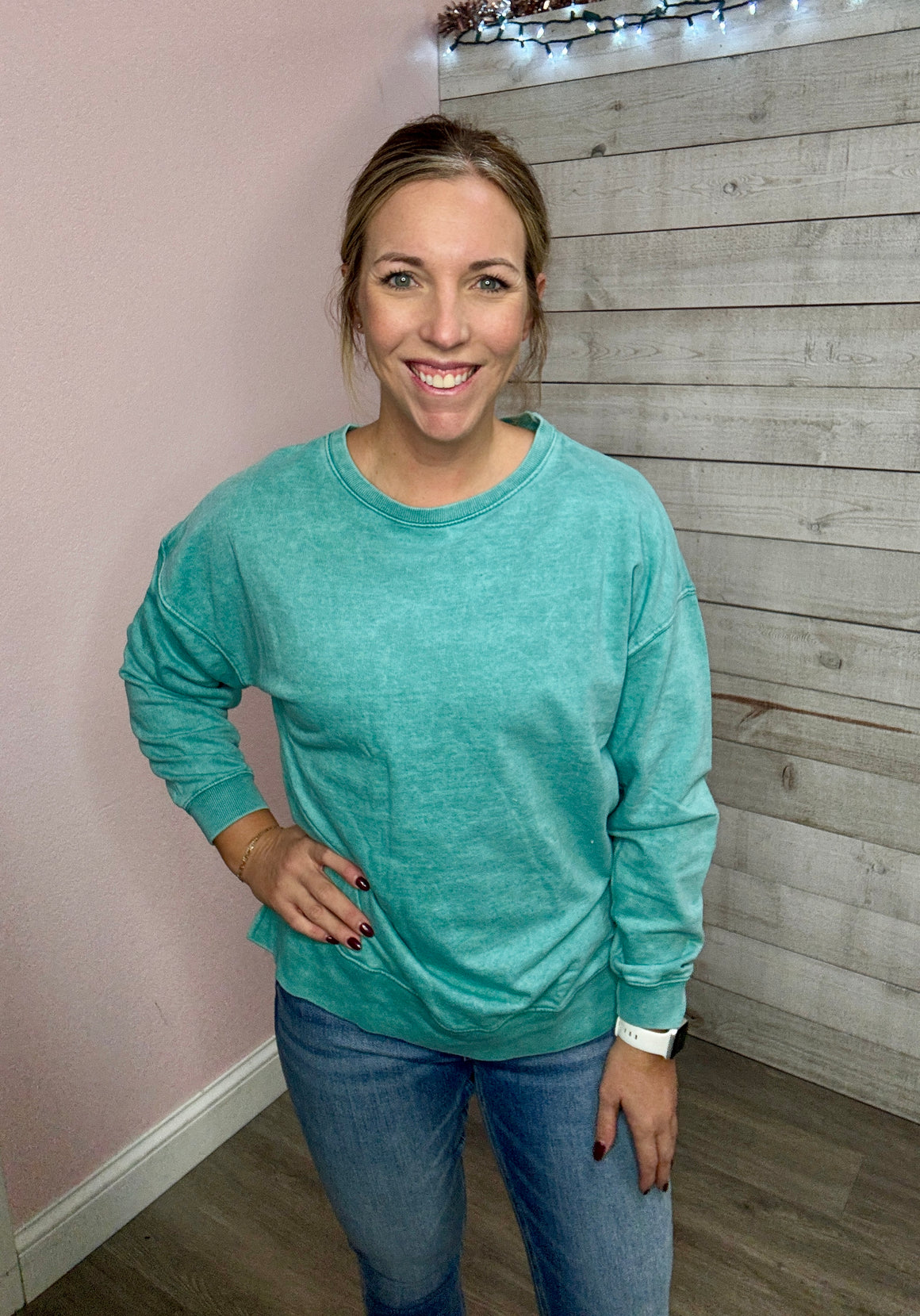 "Comfy Darling" Teal Sweatshirt *FINAL SALE*