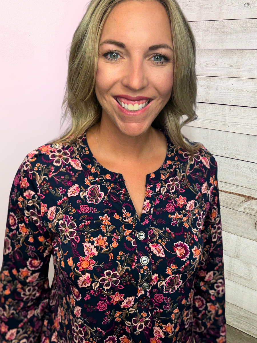 "Midnight Bloom" Navy Floral Luxe Lizzy Top