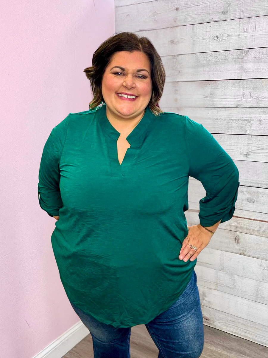 "Autumn Stroll" Solid Jewel Green Lizzy Top
