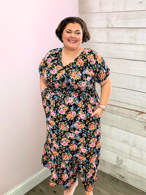 "Feeling Glam" Black Floral Dress