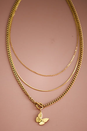 "Kelly" Layered Butterfly Necklace