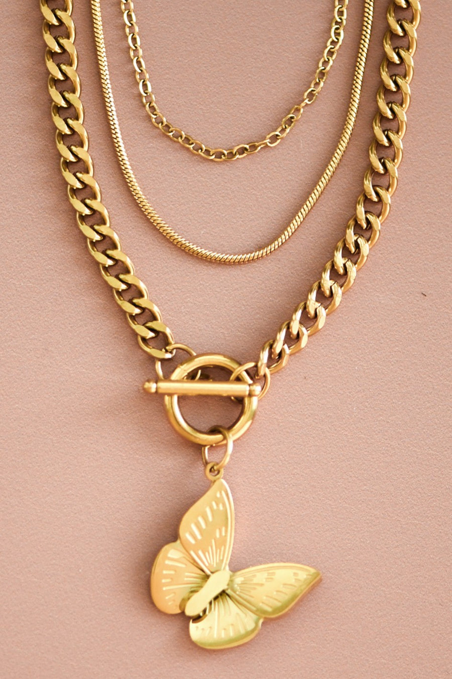 "Kelly" Layered Butterfly Necklace