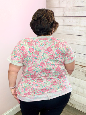 "Sweet Statement" Waffle Knit Floral Top