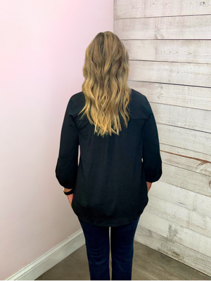 "Autumn Stroll" Soild Black Lizzy Top