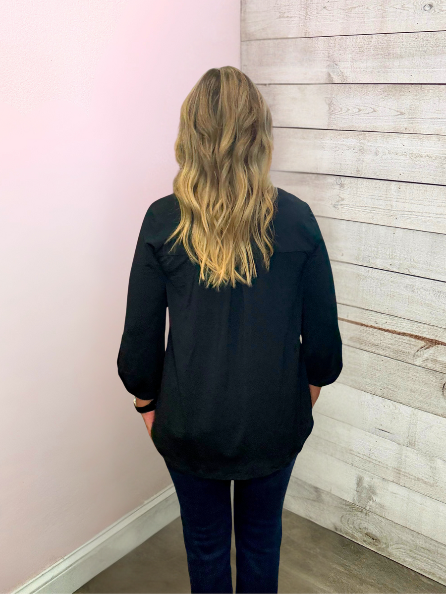 "Autumn Stroll" Soild Black Lizzy Top