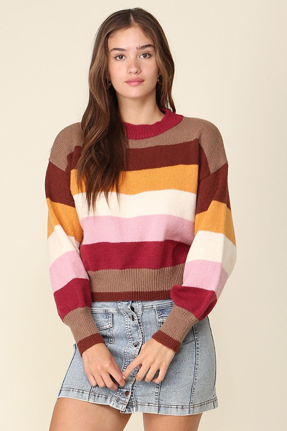 "Everyday Ease" Multicolored Stripe Sweater