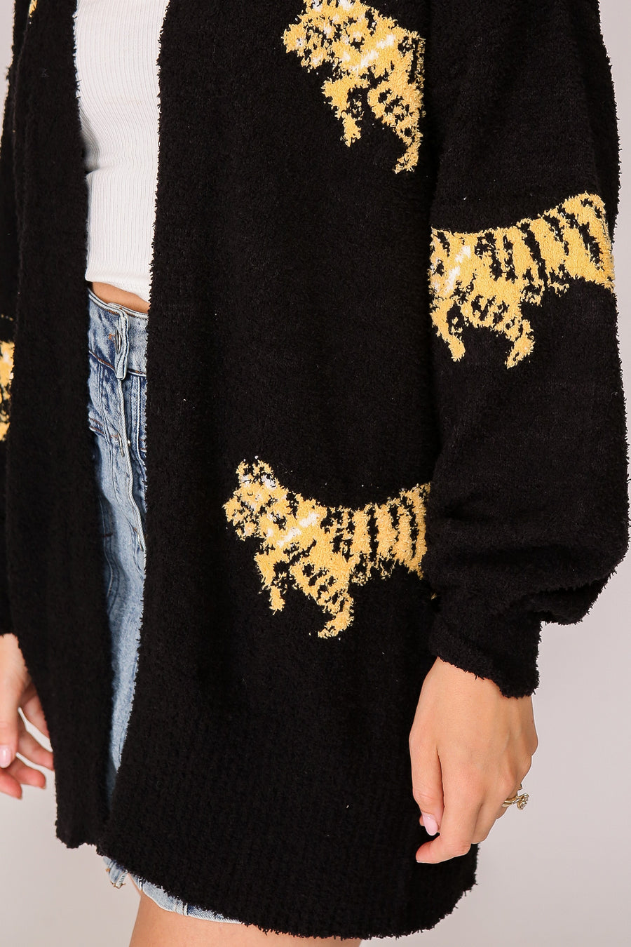 "Coffee Shop Charm" Cardigan w/Tigers