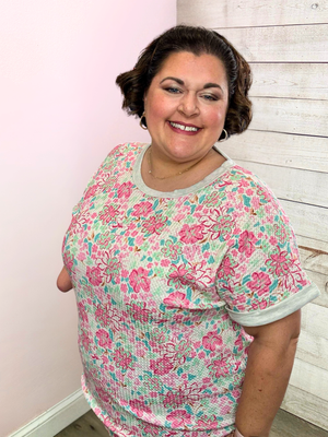 "Sweet Statement" Waffle Knit Floral Top