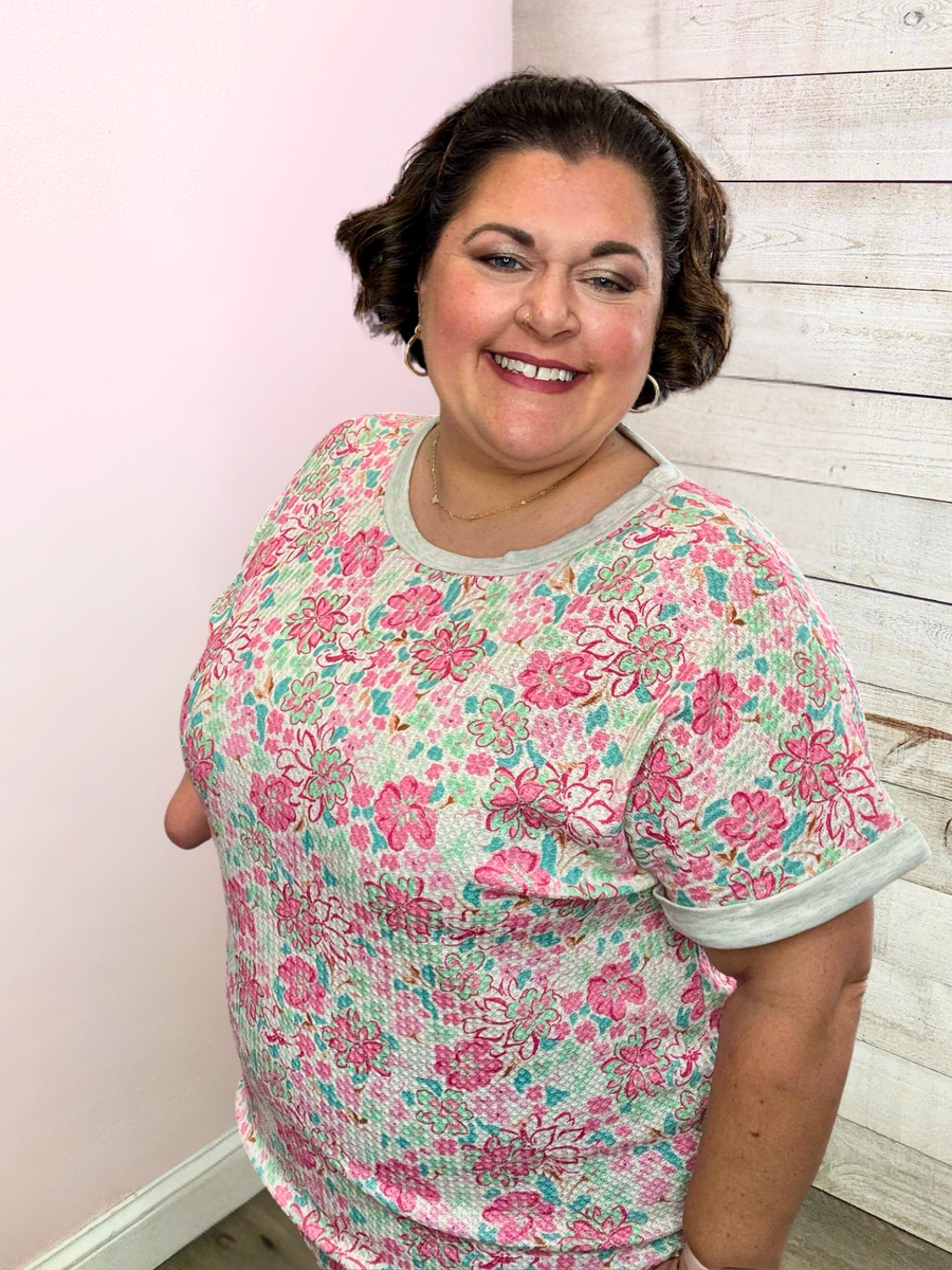 "Sweet Statement" Waffle Knit Floral Top