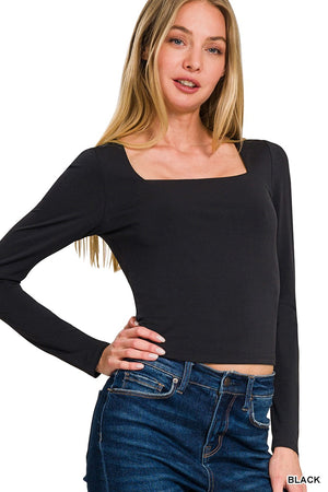 "Best Intention" Solid Square Neck Top