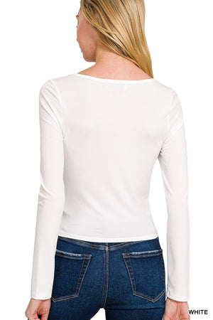 "Best Intention" Solid Square Neck Top