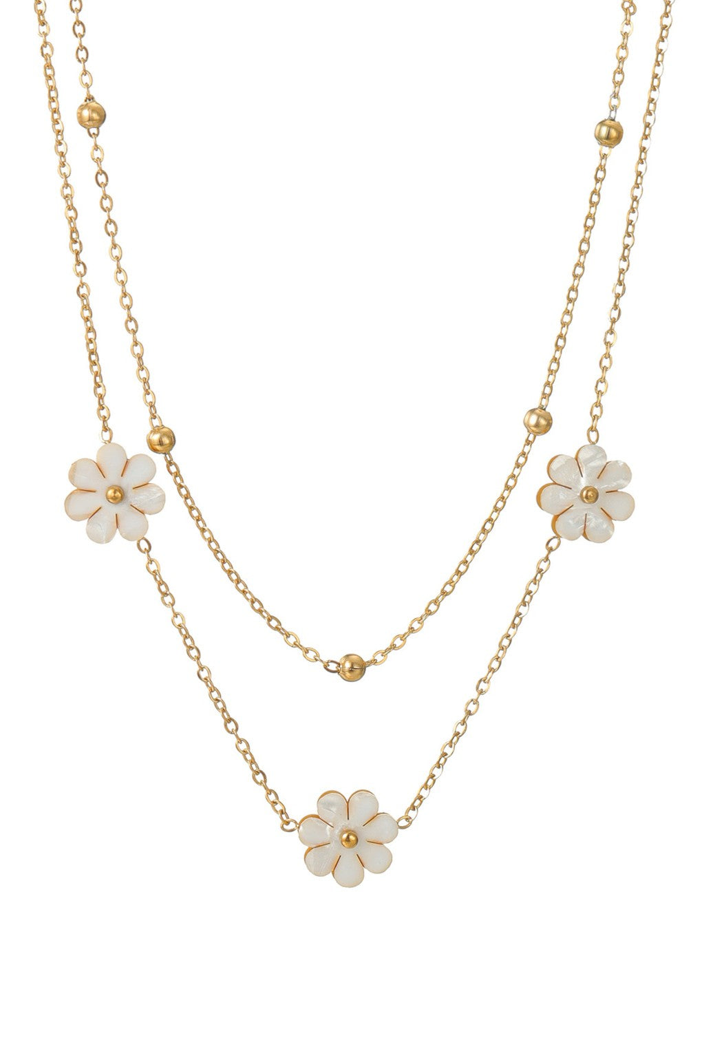 "Sonya" Gold Layered Flower Necklace