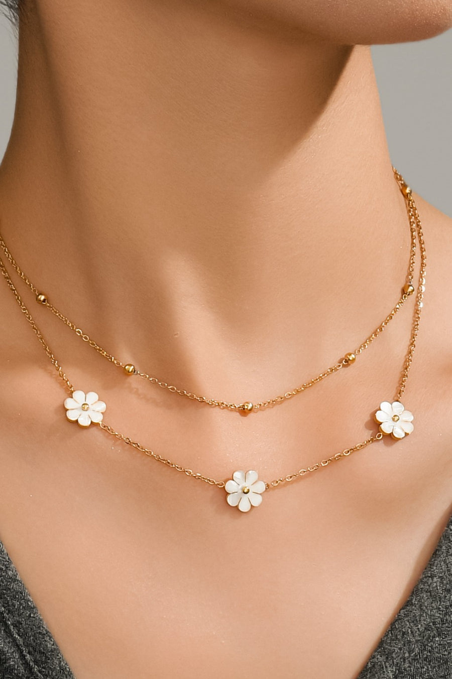 "Sonya" Gold Layered Flower Necklace
