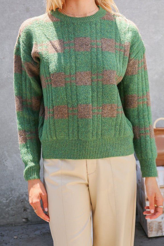 "Simply Charming" Checkered Knit Sweater