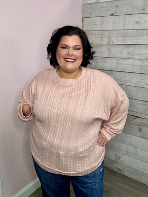 "Snuggly Style" Blush Textured Top *FINAL SALE*