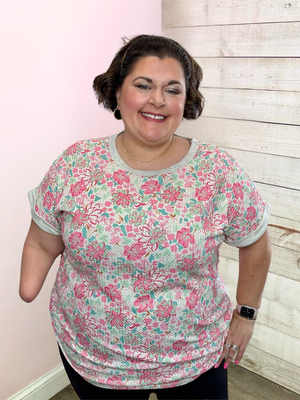 "Sweet Statement" Waffle Knit Floral Top
