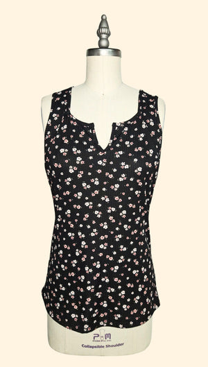"Double Take" Floral Ribbed Tank