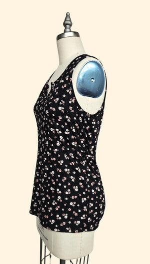 "Double Take" Floral Ribbed Tank