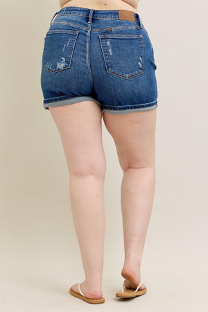 Judy Blue Mid Rise Denim Shorts- 15285