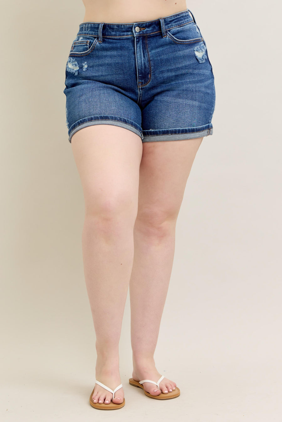 Judy Blue Mid Rise Denim Shorts- 15285