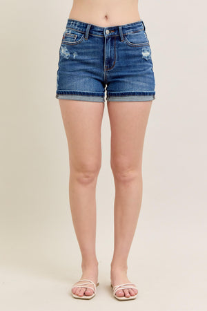 Judy Blue Mid Rise Denim Shorts- 15285