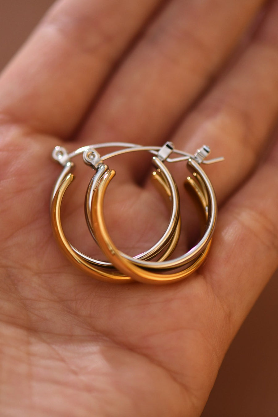 Two-Tone Hoop Earrings