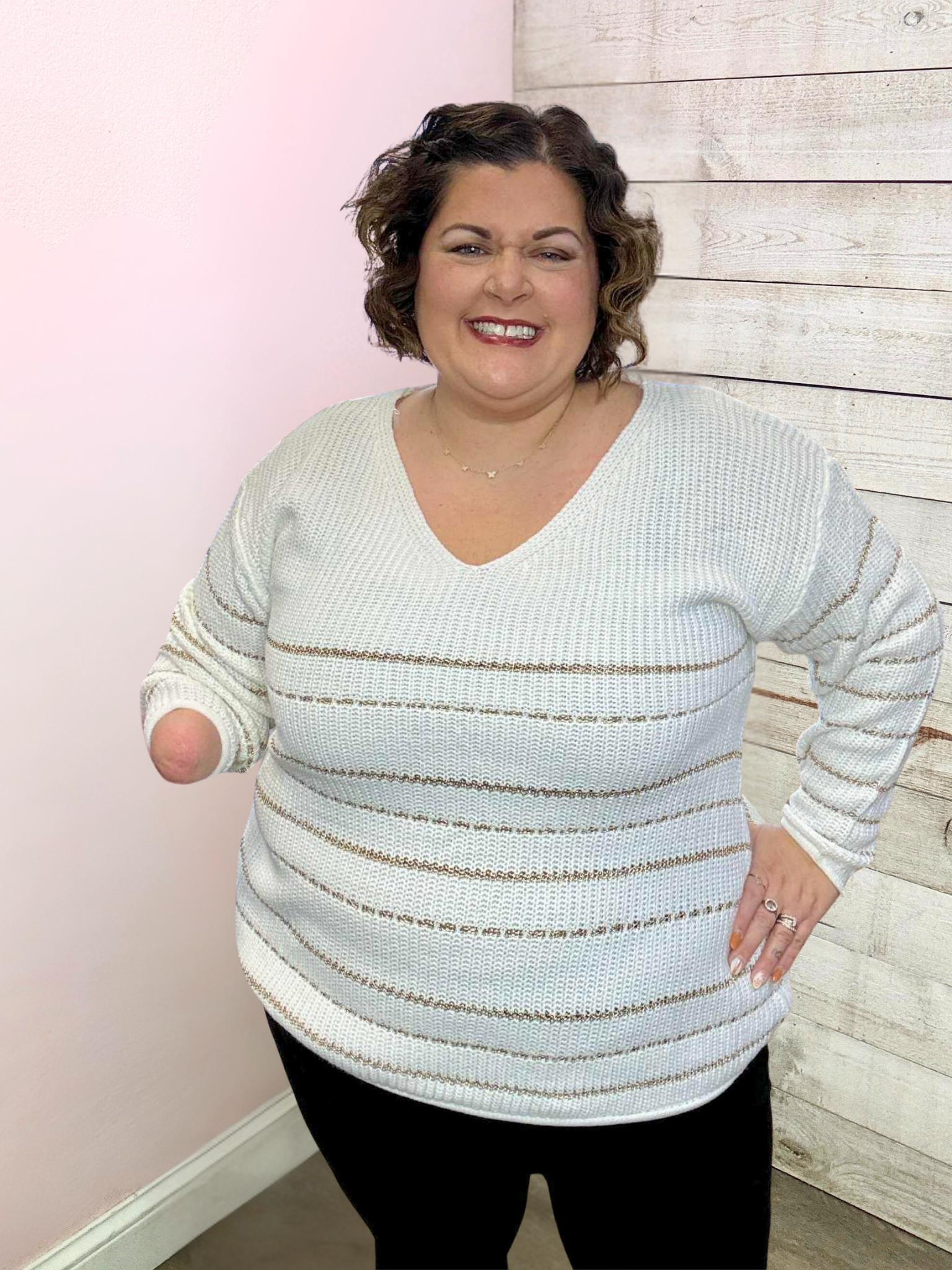 "Soft Glow" Ivory/Gold Sweater